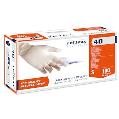 Reflexx R40, Guanti in Lattice con Polvere Gr. 5.4, 100 Pezzi, Bianco Reflexx R40, Guanti in Lattice con Polvere Gr. 5.4, 100 Pezzi, Bianco