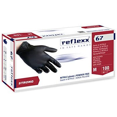 Reflexx R67, Guanti in Nitrile Neri senza Polvere Gr. 5.5, 100 Pezzi, Nero Reflexx R67, Guanti in Nitrile Neri senza Polvere Gr. 5.5, 100 Pezzi, Nero