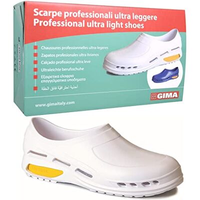 GIMA Scarpa professionale ultra leggera, zoccoli sanitari in gomma, mizura 36, colore bianco GIMA Scarpa professionale ultra leggera, zoccoli sanitari in gomma, mizura 36, colore bianco