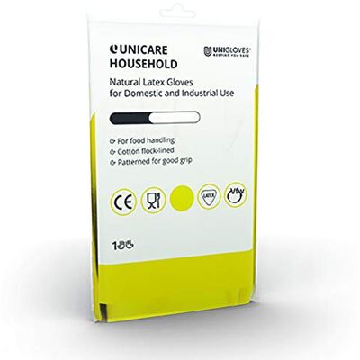 UNIGLOVES Unicare Guanti Riutilizzabili Per La Casa Senza Polvere in Lattice, 1 Paio, Giallo, Small () UNIGLOVES Unicare Guanti Riutilizzabili Per La Casa Senza Polvere in Lattice, 1 Paio, Giallo, Small ()