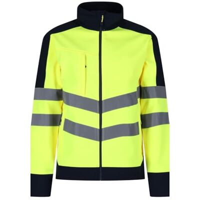 Regatta Giacca Softshell professionale ad alta visibilità, impermeabile e traspirante, giallo/blu navy, L Regatta Giacca Softshell professionale ad alta visibilità, impermeabile e traspirante, giallo/blu navy, L