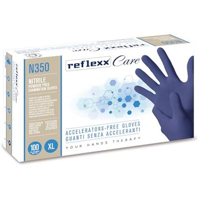 Reflexx Care N350 /XL Nitrile Gloves Accelerators Free g 3.2 (M), Taglia XL Reflexx Care N350 /XL Nitrile Gloves Accelerators Free g 3.2 (M), Taglia XL