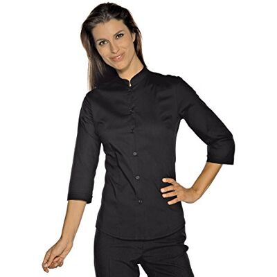 ISACCO Camicetta Hollywood Stretch Nero, Nero, S, 97% Cotone 3% Spandex, Manica a 3/4 ISACCO Camicetta Hollywood Stretch Nero, Nero, S, 97% Cotone 3% Spandex, Manica a 3/4
