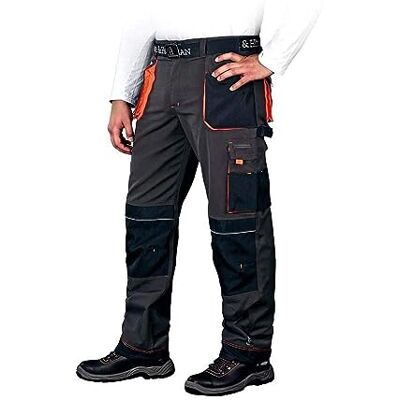 LEBER & HOLLMAN LH-FMN-T_SBP50 Pantaloni tecnici da lavoro, sagomati, taglia 50, colore: Blu acciaio/Nero/Arancione LEBER & HOLLMAN LH-FMN-T_SBP50 Pantaloni tecnici da lavoro, sagomati, taglia 50, colore: Blu acciaio/Nero/Arancione