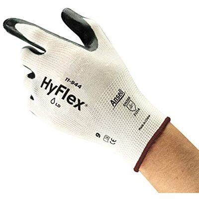 Ansell HyFlex 11-944 Guanti da Lavoro con Rivestimento Oleorepellenza, Resistenza al Taglio e all'Abrasione, Ottime Proprietà di Presa, Protezione Meccanica, Bianco, Taglia S (12 Paia) Ansell HyFlex 11-944 Guanti da Lavoro con Rivestimento Oleorepellenza, Resistenza al Taglio e all'Abrasione, Ottime Proprietà di Presa, Protezione Meccanica, Bianco, Taglia S (12 Paia)