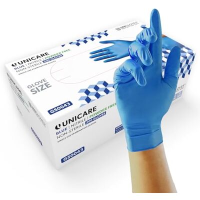 UNIGLOVES Unicare Guanti Monouso in Nitrile Guanti Monouso Multiuso, Senza Polvere, di Grado Medico confezione da 200 Gloves, Blu, extra Large () UNIGLOVES Unicare Guanti Monouso in Nitrile Guanti Monouso Multiuso, Senza Polvere, di Grado Medico confezione da 200 Gloves, Blu, extra Large ()