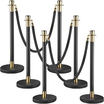 VEVOR Barriera per il controllo della folla, Set di candelieri con corda in velluto nero 1,5 m, Barriera per controllo della folla base metallo Montaggio facile da collegare VEVOR Barriera per il controllo della folla, Set di candelieri con corda in velluto nero 1,5 m, Barriera per controllo della folla base metallo Montaggio facile da collegare