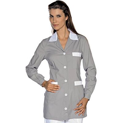 Isacco Casacca Marbella Grigio+Bianco, Grigio+Bianco, XXL, 65% Poliestere 35% Cotone, Manica Lunga, Bottoni con Asola Isacco Casacca Marbella Grigio+Bianco, Grigio+Bianco, XXL, 65% Poliestere 35% Cotone, Manica Lunga, Bottoni con Asola