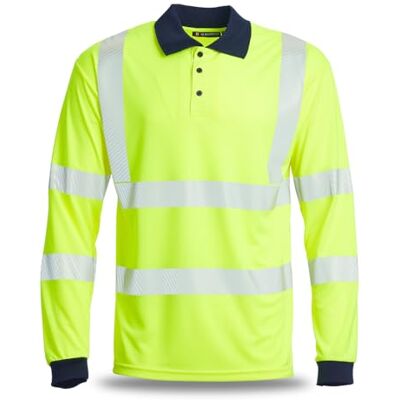 Blackrock Polo a maniche lunghe Eco+ Hi-Vis, poliestere riciclabile GRS giallo, protezione SPF50+, abbigliamento da lavoro e di sicurezza, uomo e donna, EN20471 classe 2, taglia S Blackrock Polo a maniche lunghe Eco+ Hi-Vis, poliestere riciclabile GRS giallo, protezione SPF50+, abbigliamento da lavoro e di sicurezza, uomo e donna, EN20471 classe 2, taglia S