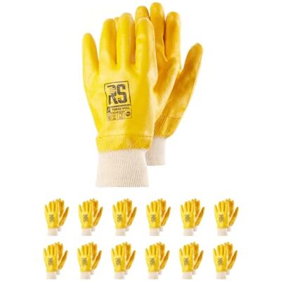 RS TOPAS Guanti in nitrile con inserto in cotone/guanti da lavoro in nitrile/nitrile protettivo/taglia 09, 12 paia/giallo/bianco/guanti di montaggio/sistema R-HyTrix RS TOPAS Guanti in nitrile con inserto in cotone/guanti da lavoro in nitrile/nitrile protettivo/taglia 09, 12 paia/giallo/bianco/guanti di montaggio/sistema R-HyTrix