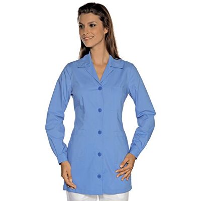 ISACCO Casacca Marbella Azzurro, Azzurro, S, 65% Poliestere 35% Cotone, Manica Lunga, Bottoni con Asola ISACCO Casacca Marbella Azzurro, Azzurro, S, 65% Poliestere 35% Cotone, Manica Lunga, Bottoni con Asola