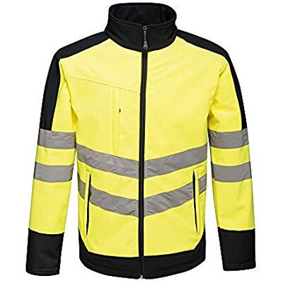 Regatta Giacca Softshell professionale ad alta visibilità, impermeabile e traspirante, giallo/blu navy, M Regatta Giacca Softshell professionale ad alta visibilità, impermeabile e traspirante, giallo/blu navy, M