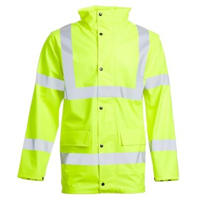Blackrock Giacca antipioggia gialla ad alta visibilità, con rivestimento in PU, da uomo e da donna, leggera, impermeabile, riflettente, ad alta visibilità, con cappuccio, tasche cargo, certificata EN, Blackrock Giacca antipioggia gialla ad alta visibilità, con rivestimento in PU, da uomo e da donna, leggera, impermeabile, riflettente, ad alta visibilità, con cappuccio, tasche cargo, certificata EN,
