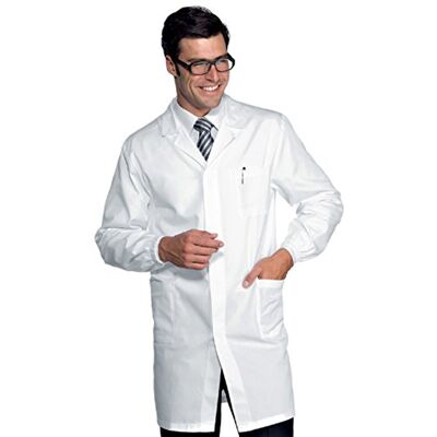 Isacco Camice In Cotone Uomo Bianco Medico Monopetto Bottoni Normali Tessuto Boheme No Stiro 060070 (S) Isacco Camice In Cotone Uomo Bianco Medico Monopetto Bottoni Normali Tessuto Boheme No Stiro 060070 (S)
