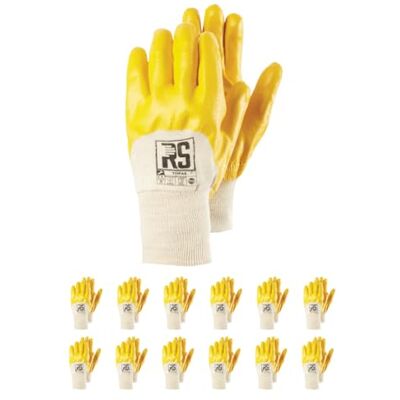 RS TOPAS/Guanti in nitrile con inserto in cotone/guanti da lavoro in nitrile/nitrile protettivo/taglia 8, 12 paia/giallo/bianco/guanti di montaggio/sistema R-HyTrix RS TOPAS/Guanti in nitrile con inserto in cotone/guanti da lavoro in nitrile/nitrile protettivo/taglia 8, 12 paia/giallo/bianco/guanti di montaggio/sistema R-HyTrix