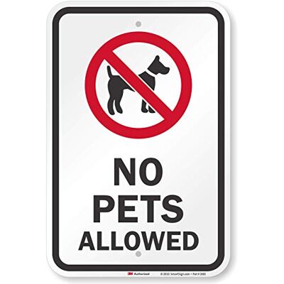 SmartSign Cartello riflettente 3M ad alta intensità, leggenda "No Pets Allowed" con grafica, 45,7 cm di altezza x 30,5 cm di larghezza, nero/rosso su bianco SmartSign Cartello riflettente 3M ad alta intensità, leggenda "No Pets Allowed" con grafica, 45,7 cm di altezza x 30,5 cm di larghezza, nero/rosso su bianco