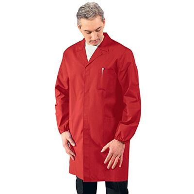 ISACCO Camice Uomo Rosso, Rosso, XL, 65% Poliestere 35% Cotone, Manica Lunga, Bottoni a pressione ISACCO Camice Uomo Rosso, Rosso, XL, 65% Poliestere 35% Cotone, Manica Lunga, Bottoni a pressione