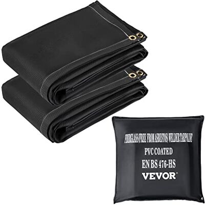 VEVOR Coperte Antincendio per Saldatura, Coperta Antincendio 8'' x 10'', Coperta Ignifuga 1022°F, Coperte Emergenza Antincendio Nere, Coperta Ignifuga in Fibra di Vetro con 12 Passacavi in Ottone VEVOR Coperte Antincendio per Saldatura, Coperta Antincendio 8'' x 10'', Coperta Ignifuga 1022°F, Coperte Emergenza Antincendio Nere, Coperta Ignifuga in Fibra di Vetro con 12 Passacavi in Ottone