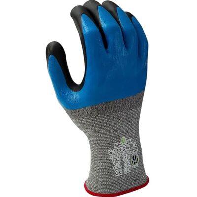 SHOWA S-TEX 376, Rivestimento in Schiuma di nitrile, Nitrile, Tagli, Rivestimento grigio / blu e palmo nero, 10/XXL SHOWA S-TEX 376, Rivestimento in Schiuma di nitrile, Nitrile, Tagli, Rivestimento grigio / blu e palmo nero, 10/XXL