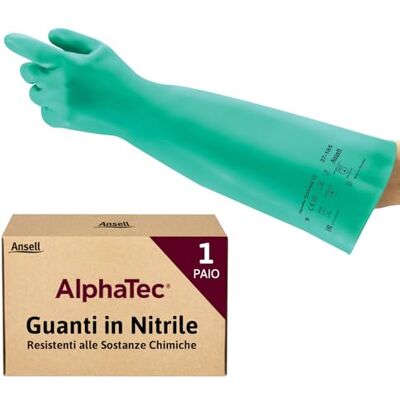 Ansell AlphaTec 37-185 Guanti da Lavoro Nitrile, Resistente alle Sostanze Chimiche, Protezione Industriale, Chimico e Alimentare, Guanto Antinfortunistici, Verde, Taglia XL (1 Paio) Ansell AlphaTec 37-185 Guanti da Lavoro Nitrile, Resistente alle Sostanze Chimiche, Protezione Industriale, Chimico e Alimentare, Guanto Antinfortunistici, Verde, Taglia XL (1 Paio)