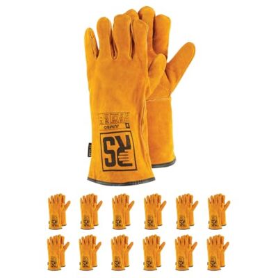 RS JUMBO Guanti da saldatura in pelle bovina con cuciture in kevlar, taglia 11, 12 paia/giallo/guanti di montaggio/guanti da lavoro in pelle/guanti in pelle robusta RS JUMBO Guanti da saldatura in pelle bovina con cuciture in kevlar, taglia 11, 12 paia/giallo/guanti di montaggio/guanti da lavoro in pelle/guanti in pelle robusta