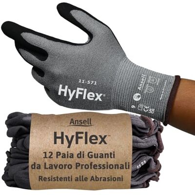 Ansell HyFlex 11-571 Guanti Antitaglio, Rivestimento in Nitrile Traspirante, Guanti da Lavoro Professionali Alta Protezione, Donna e Uomo, Lavabili, Grigio, Taglia XL (12 Paia) Ansell HyFlex 11-571 Guanti Antitaglio, Rivestimento in Nitrile Traspirante, Guanti da Lavoro Professionali Alta Protezione, Donna e Uomo, Lavabili, Grigio, Taglia XL (12 Paia)