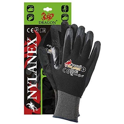 REIS Nylanex10 Dragon Guanti protettivi, 10 misure, confezione da 12, colore: nero REIS Nylanex10 Dragon Guanti protettivi, 10 misure, confezione da 12, colore: nero
