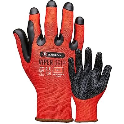 Blackrock Guanti da lavoro di sicurezza Viper Ultra High Grip, palmo in gomma nera testurizzata stampata per impieghi gravosi, presa e durata industriali, uomo-donna, per edilizia, giardinaggio Blackrock Guanti da lavoro di sicurezza Viper Ultra High Grip, palmo in gomma nera testurizzata stampata per impieghi gravosi, presa e durata industriali, uomo-donna, per edilizia, giardinaggio