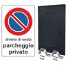 pubblimania Divieto di Sosta Parcheggio Privato Cartello di segnaletica stradale In metallo con kit di staffe e bulloni per installazione a Paletto cm 40x60 (Parcheggio Privato)