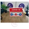 Aua Signaletique Signalisation Coronavirus respectez consignes COVID-19 Modèle avec 6 pictogrammes -Rouge 150x105 mm, PVC 1.5mm