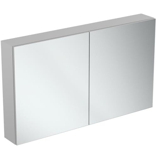 Ideal Standard Specchio contenitore con due ante a chiusura rallentata e specchio ingranditore interno, Luce LED inferiore, 120x70, 13W, Neutro