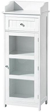 PREMIER Housewares  Gabinetto da Pavimento in Legno, Maniglie Cromate, Bianco