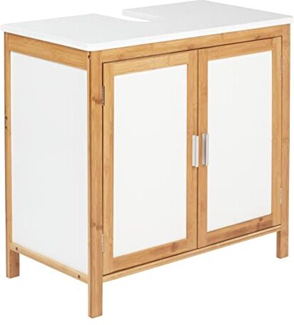 Wenko Armadio sotto lavabo Finja, scaffale sotto lavabo in stile Scandi Chic, con ripiano intermedio, 2 ante con chiusura magnetica, in pregiato bambù ecosostenibile abbinato a MDF, 65 x 60 x 33 cm