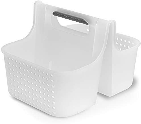 madesmart Borsa a secchiello per doccia con impugnatura morbida a 2 scomparti, per l'organizzazione del bagno, in plastica, grande, colore: ghiaccio