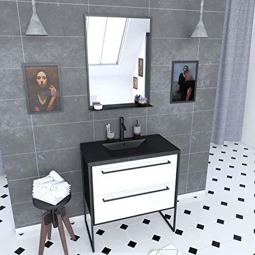 AURLANE Structura P051 Mobile da bagno, colore: Nero/Bianco