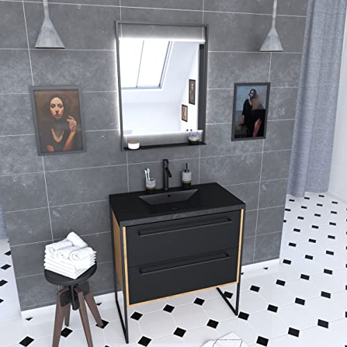 AURLANE Structura P094 Mobile da bagno, colore: Nero/Marrone