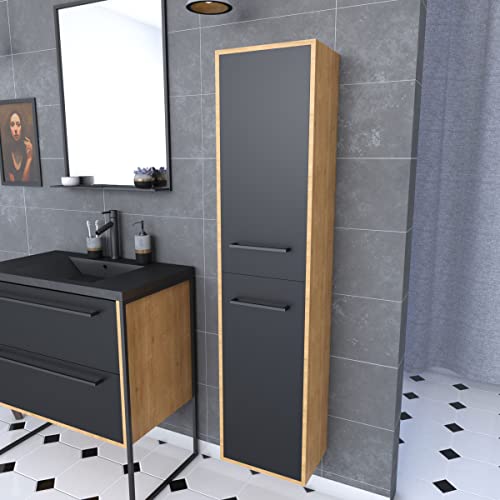 AURLANE Colonna Bagno, Nero/Rovere Marrone