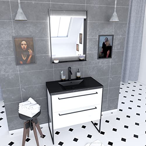 AURLANE Structura P017 Mobile da bagno, colore: Nero/Bianco