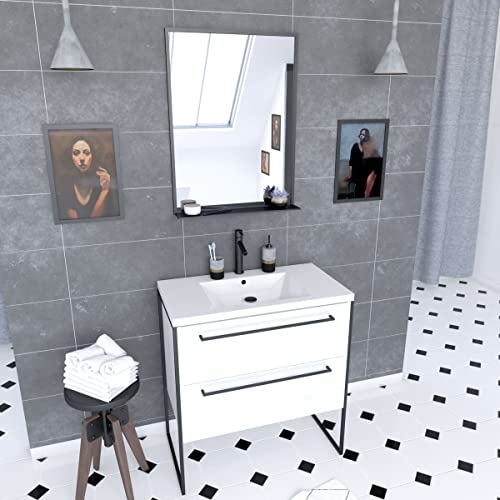 AURLANE Structura P012 Mobile da bagno, colore: Nero/Bianco