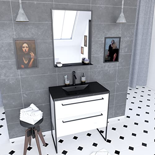 AURLANE Mobile da Bagno, Nero/Bianco, Medium