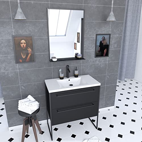 AURLANE Structura P056 Mobile da bagno, colore: Nero/Bianco