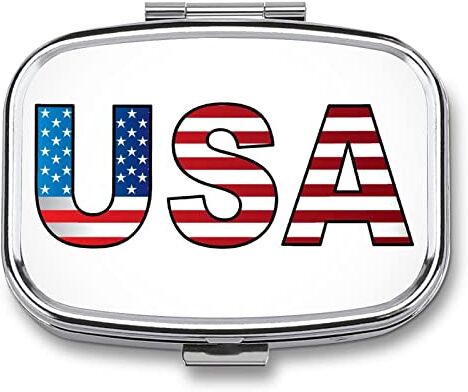 Generic Metallo Portapillole American Flag Scatola Di Pillole 3 Scomparti Portatile Dispenser Di Pillole Organizer Per Medicine Vitamine 5.5x4cm