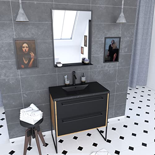 AURLANE Structura P095 Mobile da bagno, colore: Nero/Marrone