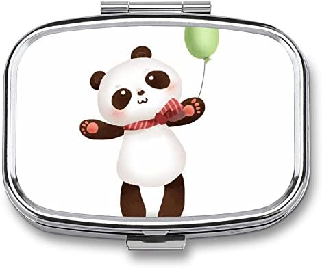 Generic Metallo Portapillole Panda Palloncino Scatola Di Pillole 3 Scomparti Portatile Dispenser Di Pillole Organizer Per Medicine Vitamine 5.5x4cm