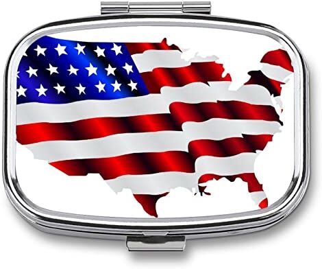 Generic Metallo Portapillole American Flag Scatola Di Pillole 3 Scomparti Portatile Dispenser Di Pillole Organizer Per Medicine Vitamine 5.5x4cm