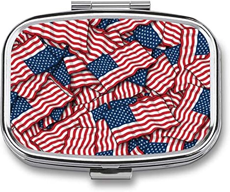 Generic Metallo Portapillole American Flag Scatola Di Pillole 3 Scomparti Portatile Dispenser Di Pillole Organizer Per Medicine Vitamine 5.5x4cm