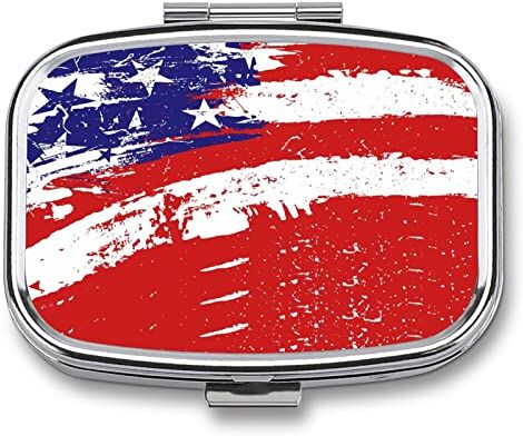 Generic Metallo Portapillole American Flag Scatola Di Pillole 3 Scomparti Portatile Dispenser Di Pillole Organizer Per Medicine Vitamine 5.5x4cm