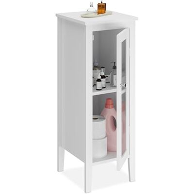Relaxdays Mobile Bagno Bianco - Compatto, 2 Scomparti, Finestra Relaxdays Mobile Bagno Bianco - Compatto, 2 Scomparti, Finestra