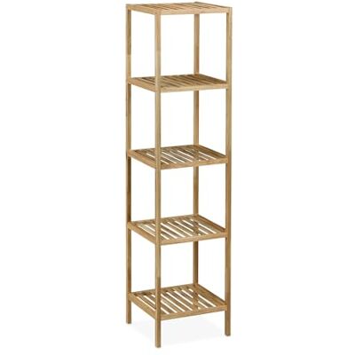 Relaxdays Scaffale da Bagno in Legno di Noce, HLP: 146x35,5x35,5 cm, 5 Ripiani, Mobiletto Salvaspazio Cucina, Naturale Relaxdays Scaffale da Bagno in Legno di Noce, HLP: 146x35,5x35,5 cm, 5 Ripiani, Mobiletto Salvaspazio Cucina, Naturale