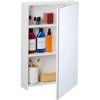 Relaxdays Mobile da Parete per Il Bagno, Mobiletto con Specchio e 3 Ripiani, Armadietto Pensile, 60,5x40x12 cm, Bianco Relaxdays Mobile da Parete per Il Bagno, Mobiletto con Specchio e 3 Ripiani, Armadietto Pensile, 60,5x40x12 cm, Bianco